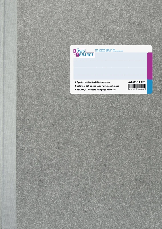 König und Ebhardt König & Ebhardt 8614423 Business Book/Column Book (A4 with Fixed Head, 1 Column 32 Lines, 80 g/m², 144 Sheets Thread Binding, with Number of Pages)