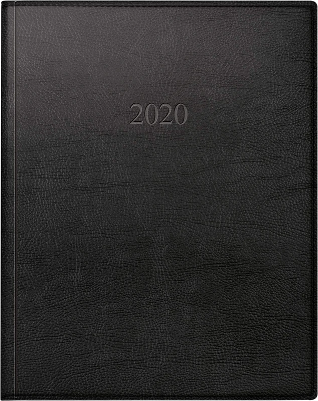 rido/idé 702406490 Book/Manager Calendar TM (2 Pages = 1 Week, 205 x 260 mm, Faux Leather Cover Prestige, Calendar 2020) Black