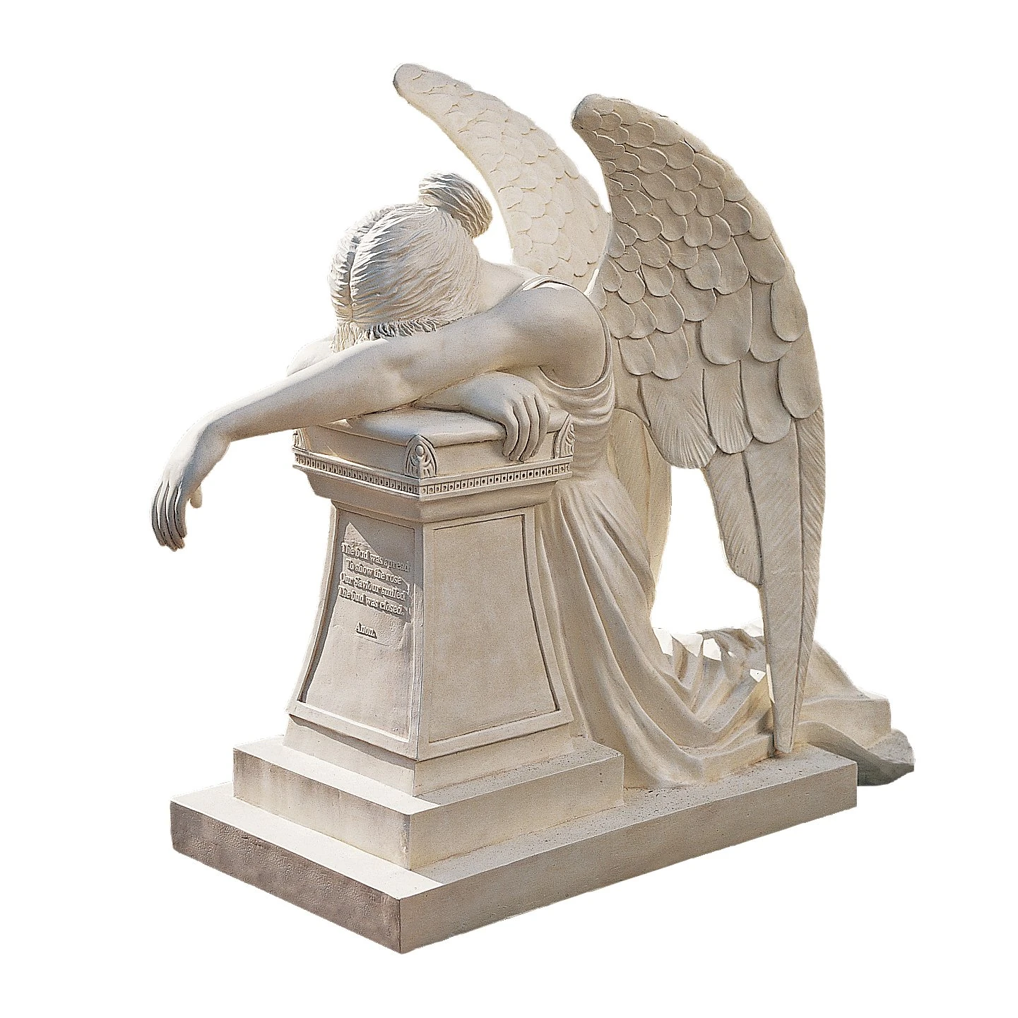 Design Toscano Angel of Grief Monument Religious Garden Statue, Estate, 66 cm, Polyresin, Antique Stone