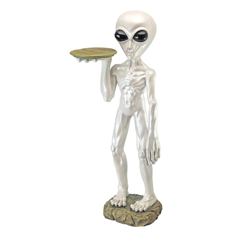Design Toscano Roswell the Alien Butler Pedestal Table, 66 cm, Polyresin, Full Colour