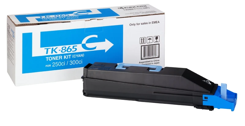 Kyocera Toner Cartridge TK-865 C - CYAN - 12.000 Pages Ultra High Capacity Genuine Premium Printer Toner - 1T02JZCEU0 - 0T2JZCEU - for TASKalfa 250ci / TASKalfa 300ci