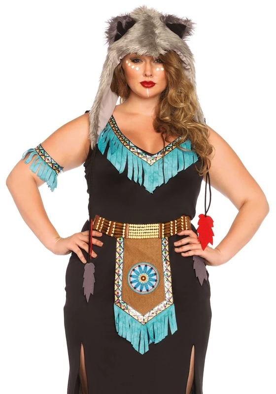 Leg Avenue Wolf Warrior Costume (Size 3X - 4X, Black/Turquoise)