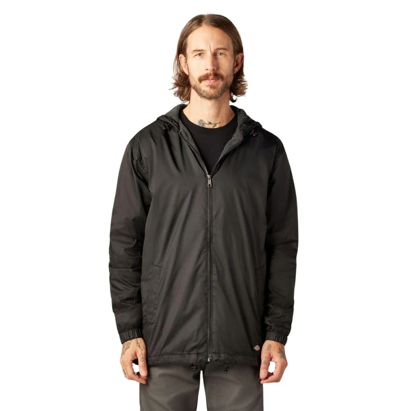 Dickies Men's Fleece Lined Hooded Jacket, Black, 3XL