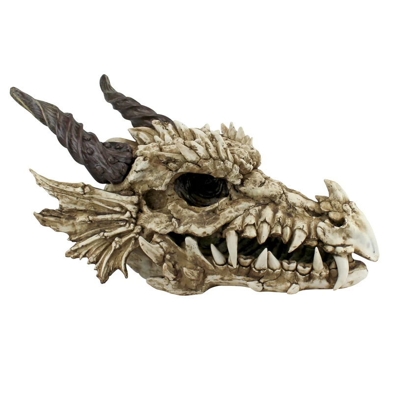 Design Toscano Stoker's Moors Dragon Skull Gothic Garden Statue, Large, 47 cm, Polyresin, Full Colour