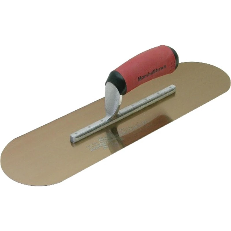 MARSHALLTOWN SP14GSD Golden Stainless Steel Pool Trowel – 14" x 4" Flexible Blade, DuraSoft® Handle, Lightweight Xtralite® Mounting with 6 Rivets for Smooth Radius Concrete Finishing