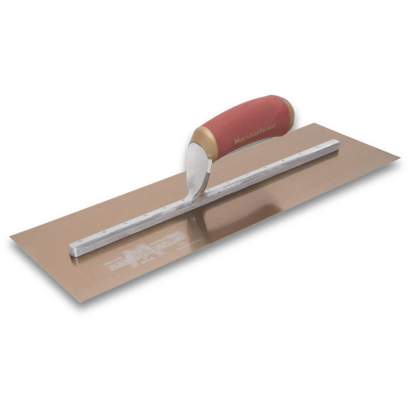 Marshalltown 16x5in PreWorn Gold Stainless Steel Finishing Trowel M4713DFDL, Red
