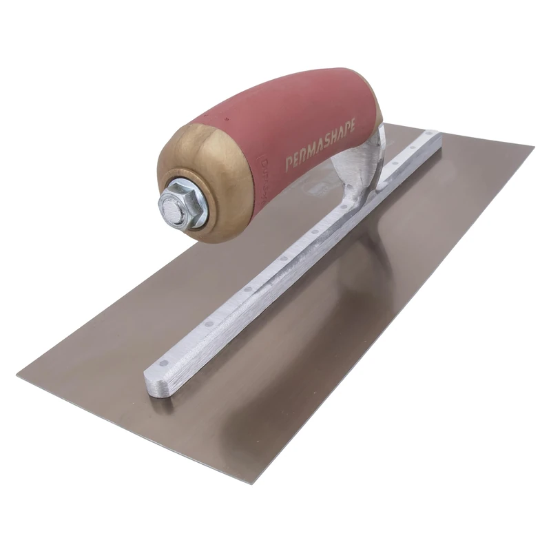 Marshalltown PermaShape Finishing Trowel, 11.5 x 4.75 Inch Broken-in Golden Stainless Steel Concrete Tool, Made in The USA, PB4GSD