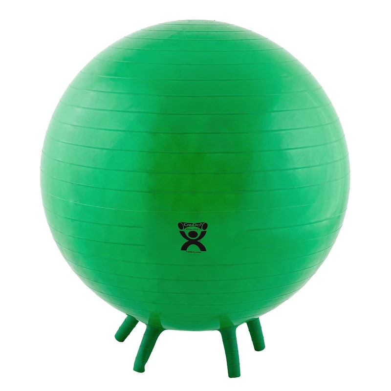 CanDo Non-Slip Inflatable Exercise Ball with Stability Feet for Exercise, Workout, Core Training, Stability, Yoga, Pilates and Balance Training in Gym, Office, Home or Classroom. Green, 26” (65 cm)
