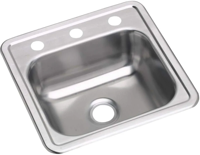Elkay D115163 23 Gauge Stainless Steel 15" x 15" x 5.15625" Single Bowl Top Mount Bar/Prep Sink, 15 x 15 x 5.15625