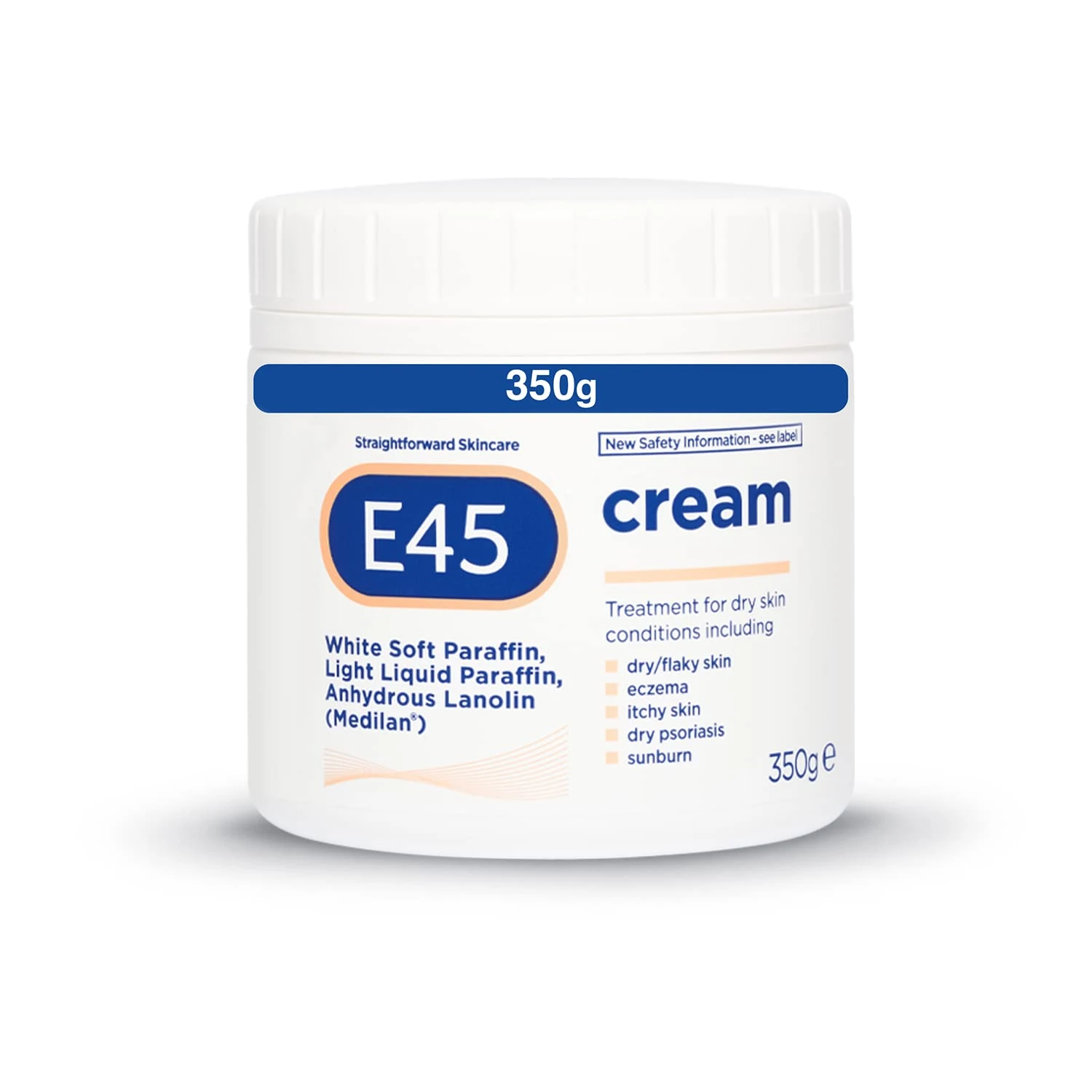 E45 Cream for Dry & Sensitive Skin - Clinically Proven Moisturiser for Eczema, Dermatitis & Irritation - Dermatologically Tested Non-Greasy Body, Face & Hand Care, 350g