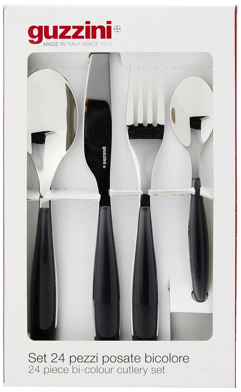 Guzzini Feelings 24-Piece Cutlery Set, Stainless Steel, Gray, 24 Items