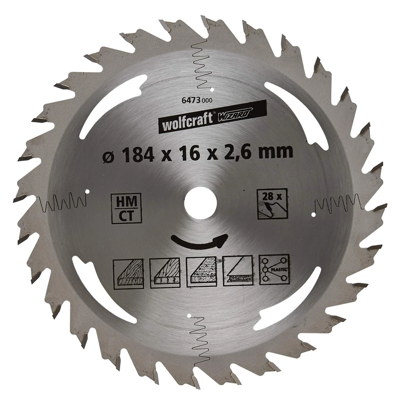 wolfcraft TC Circular Hand Saw Blade, Silver Series I 6473000 I Easy, Fast cuts