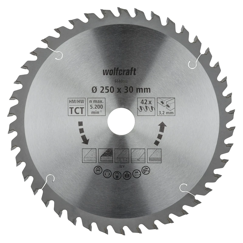 wolfcraft TC Circular Table Saw Blade, Orange Series I 6680000 I Fine, Clean cuts