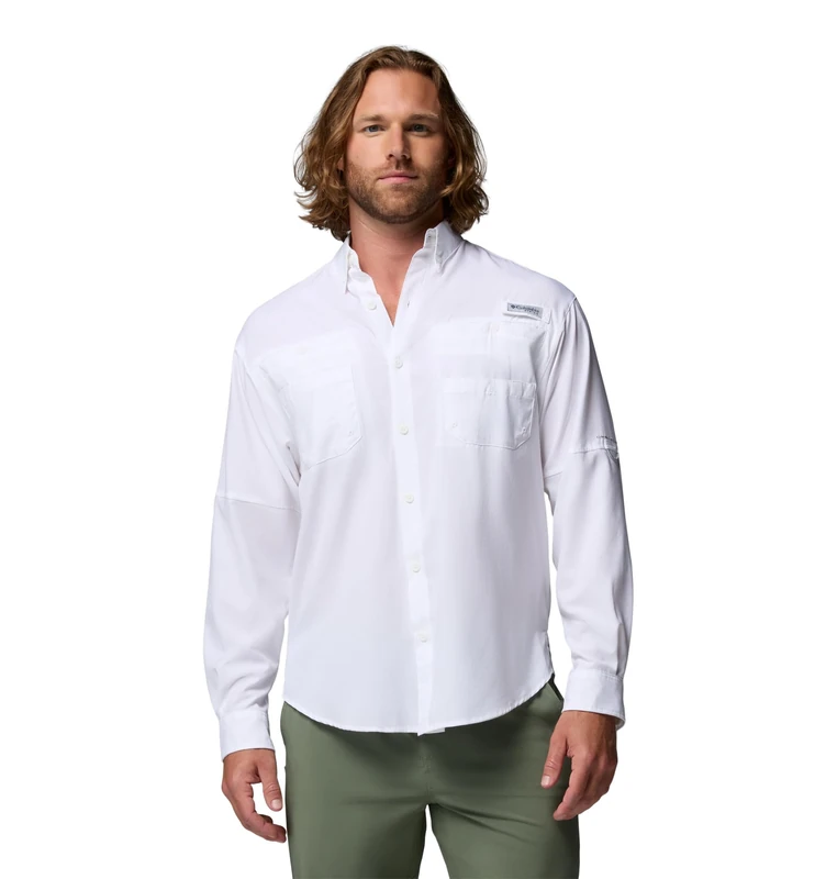 Columbia Men's Tamiami 2 Long Sleeve Shirt, Long Sleeve Shirt, White, Medium