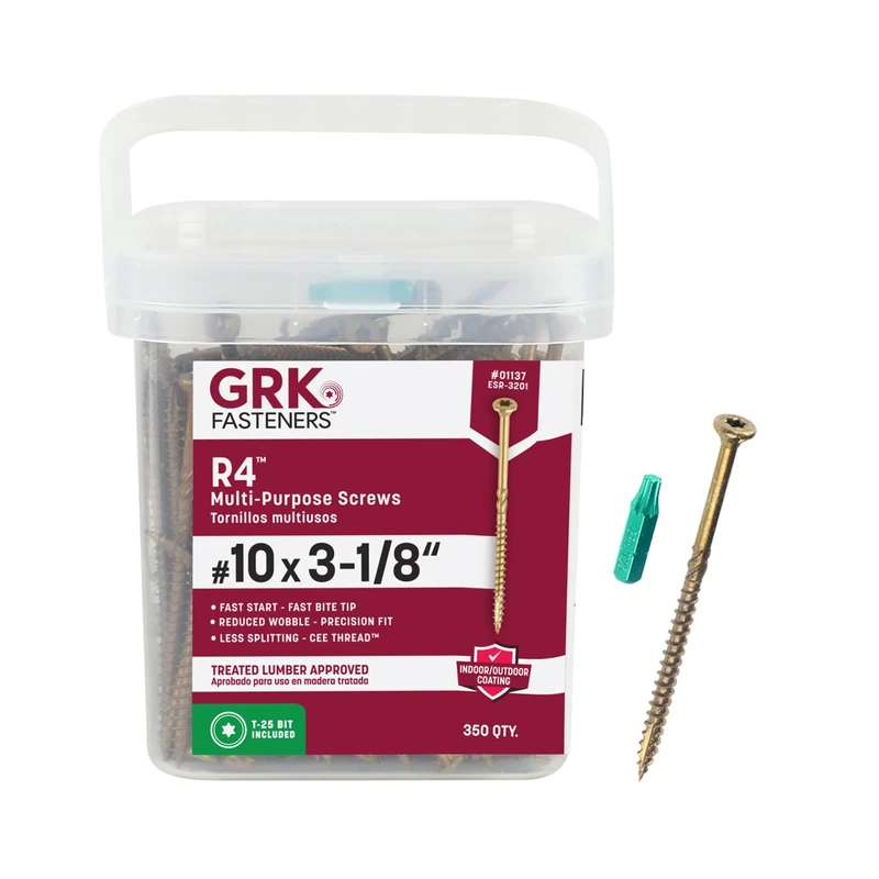 GRK Fasteners-01137 R4 ProPak Multipurpose Screws, 10 by 3-1/8-Inch, 350-Count (772691011374), Gold, 350 Count
