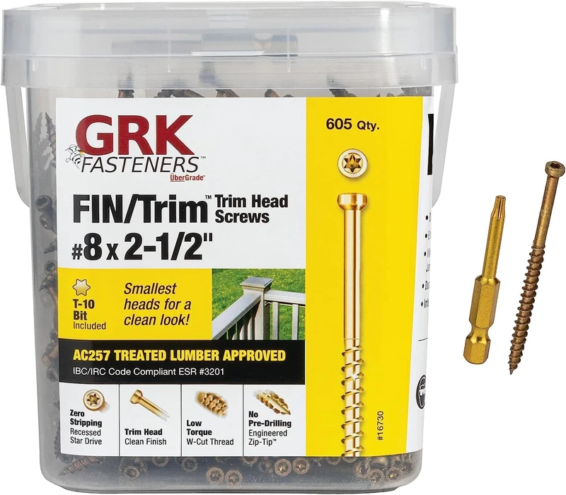 GRK 772691167309 8 x 2-1/2" Fasteners 16730 FIN/Trim Screws 605CT, Gold, 605 Count - Image 1