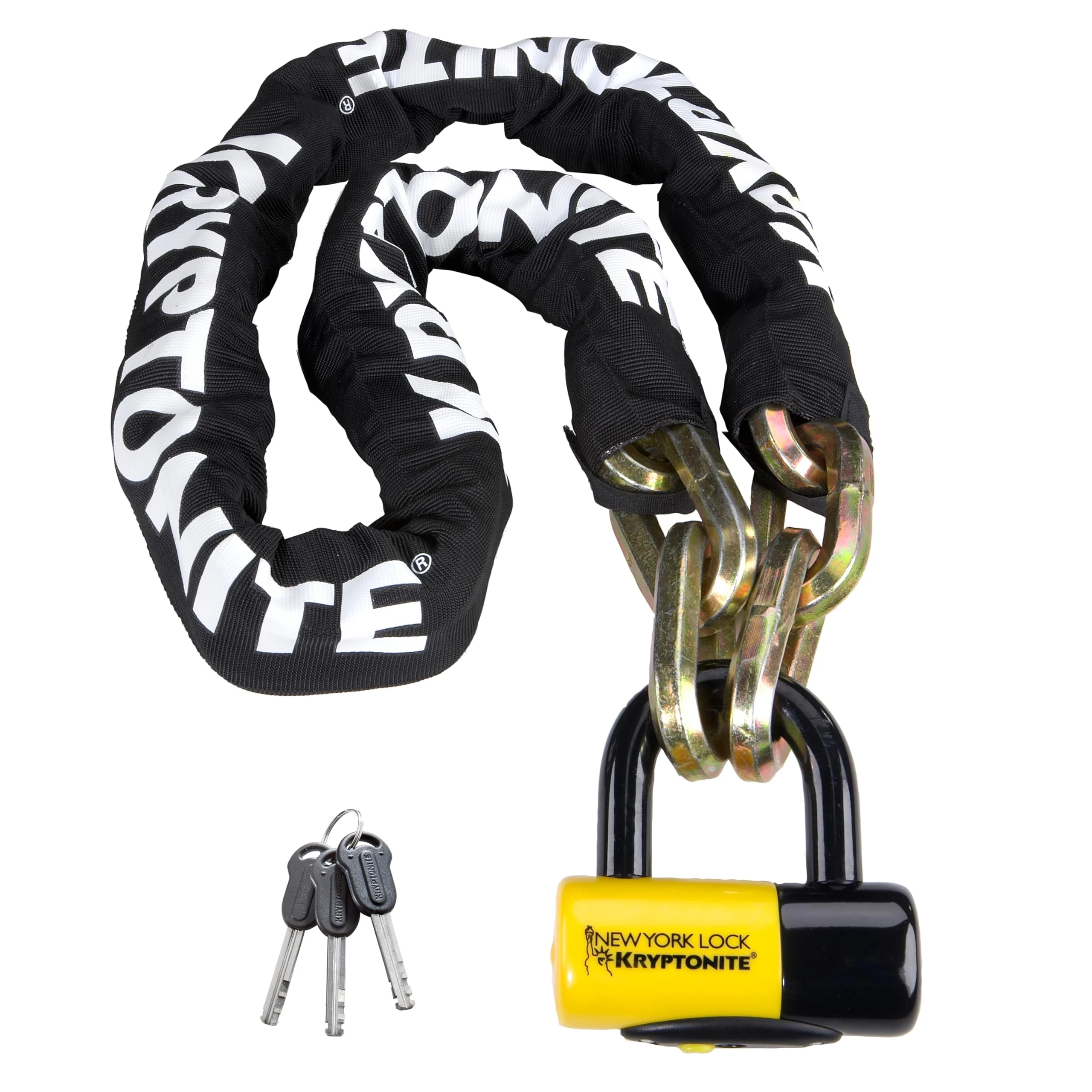 Kryptonite New York FAHGETTABOUDIT 1415 Bike Chain Lock, 3.25 Feet Long 14mm Steel Chain 15 Pounds Heavy Duty Anti-Theft Bicycle Lock with Keys, 10/10 Security Rating for E-Bike E-Scooter Motorcycle