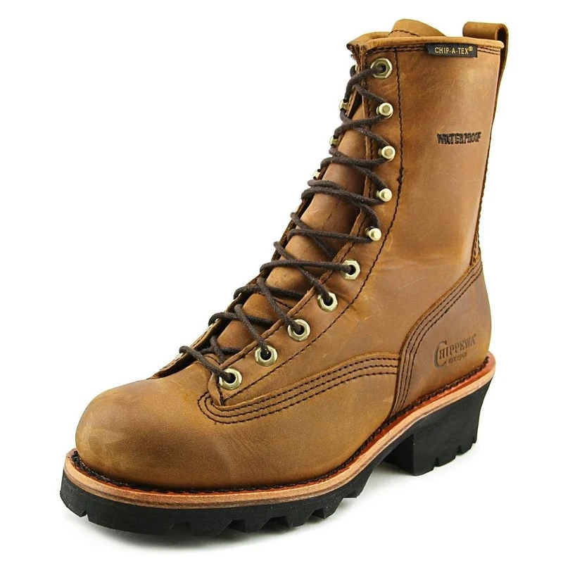 Chippewa Paladin 8 Inch Logger Boots - Slip-Resistant Work Boots for Men - Waterproof Shoes - Full-Lace Safety Shoes for Men - Leather Welt Construction - Lace-to-Toe Design, Bay Apache, 9.5 UK