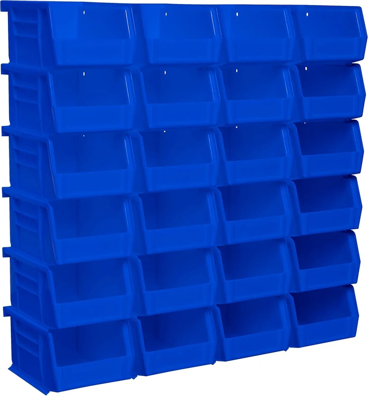 Akro-Mils 30210 AkroBins Plastic Storage Bins, Space-Saving Stackable Bins for Garage, Pantry, Craft Organization, 13.7 cm x 10.5 cm x 7.6 cm, Blue, 24-Pack