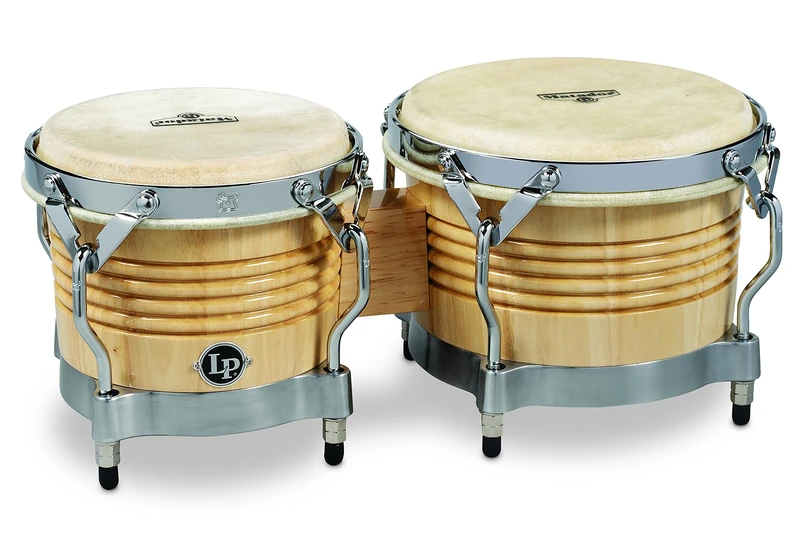 LP Latin Percussion Matador Wood Bongo Natural Chrome Hardware M201-AWC