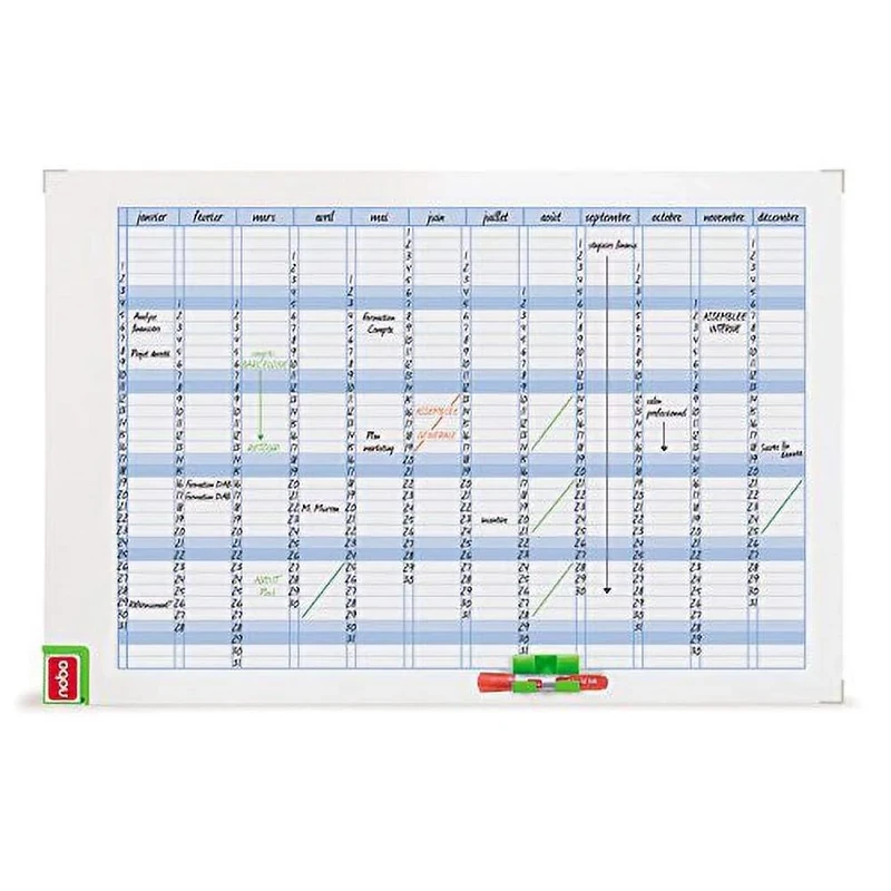 Nobo Performance Planning Board Annual Grid Magnetic Drywipe W900xH600mm