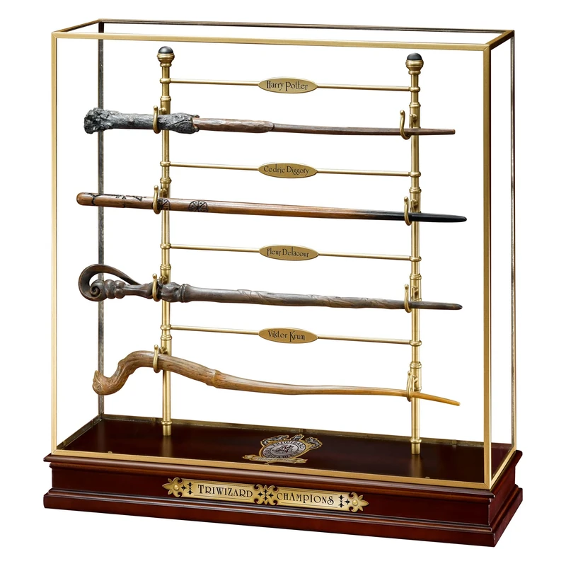 The Noble Collection Harry Potter Triwizard Champions Wand Set - 17in (44cm) With Display Case 4 Resin Collectible Wands - Officially Licensed Film Set Movie Props Gifts