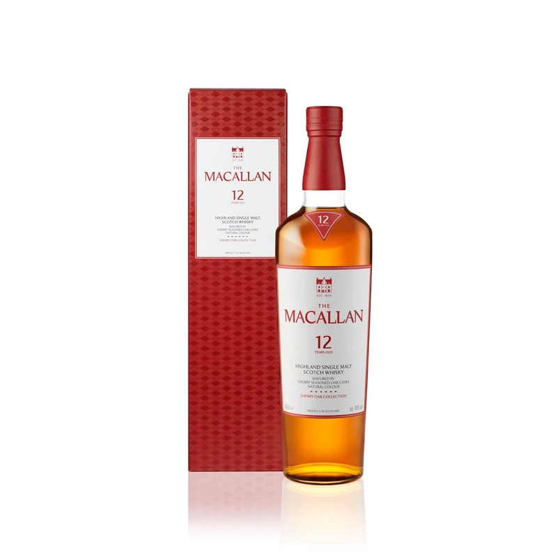 The Macallan 12 Years Old Sherry Oak | Scotch | Highland | Single Malt Whisky | Dried Fruit, Oak Spice and Nutmeg | European Oak Sherry Seasoned Casks | 40 Percent ABV | 70 cl (Package may vary)