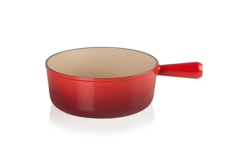 Le Creuset Enamelled Cast Iron Fondue Saucepan, 24cm, 3.3 litres, Cerise, 20007240602460