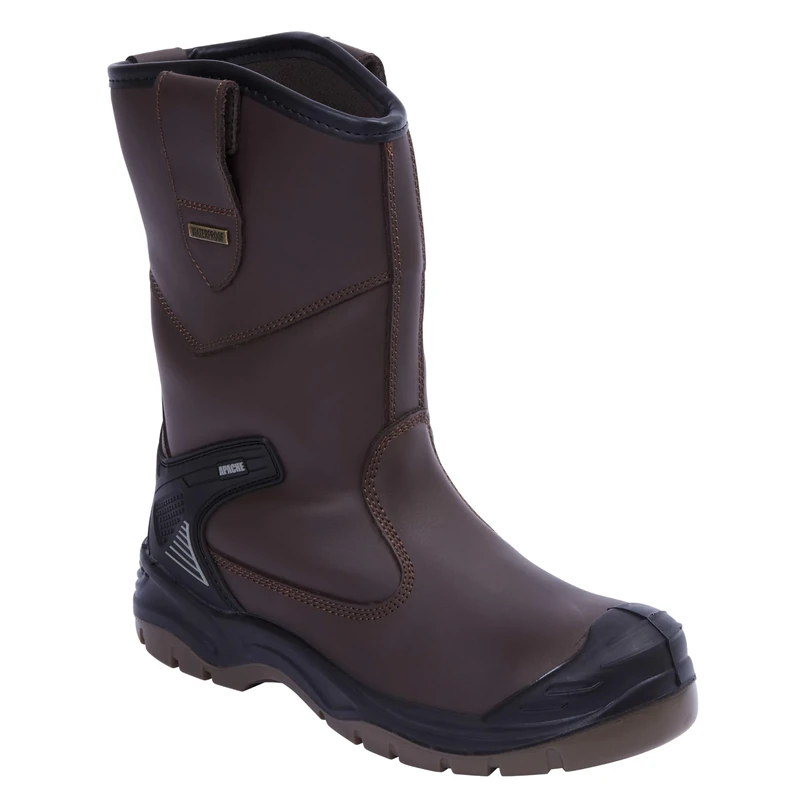 Apache Men's Rigger Boot AP305 | Brown Size 5 UK | Waterproof and Breathable | Steel Toe Cap and Midsole Protection | Padded Ankle and TPU Heel Guard