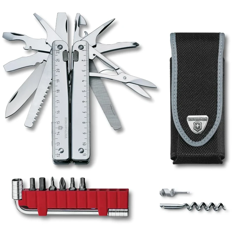 Victorinox Swiss Tool X Plus Swiss Army Knife, Large, Multi Tool, 37 Functions, Locking Blade, Case, Silver