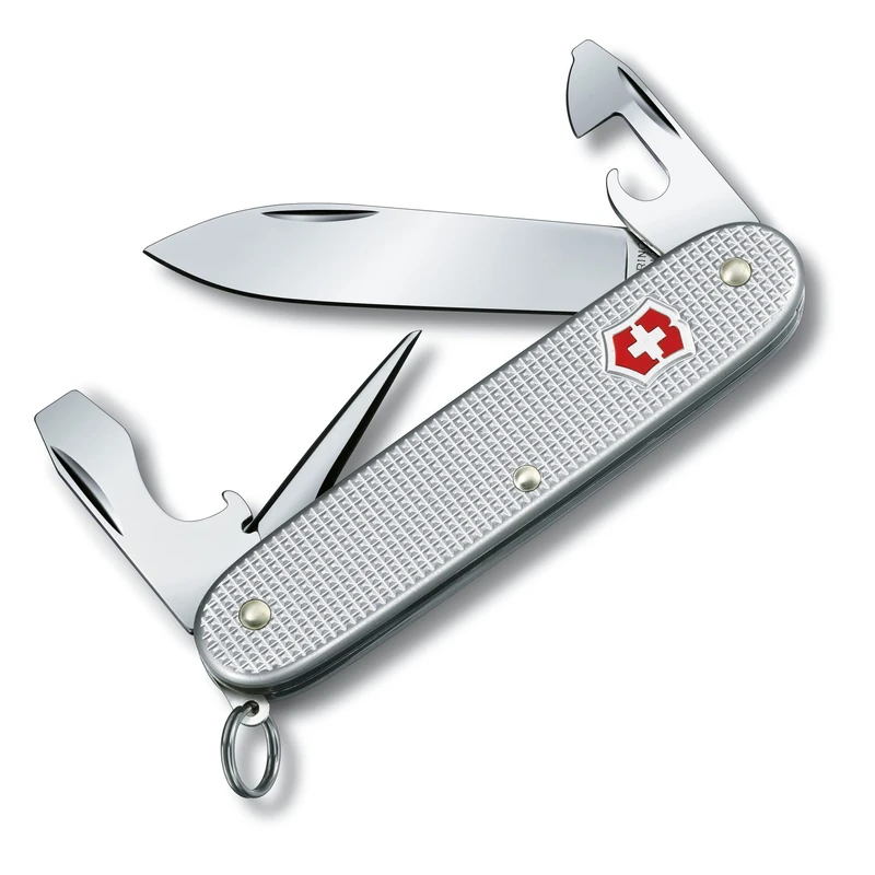 Victorinox Pioneer Alox Swiss Army Pocket Knife, Medium, Multi Tool, 8 Functions, Blade, Can Opener, Silver