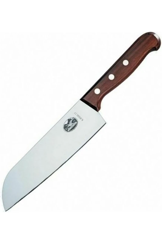 Victorinox Wood, Santoku Knife, Extra Sharp Blade, Straight Edge, 17 cm, Noble Wooden Handle, Stainless Steel, Brown