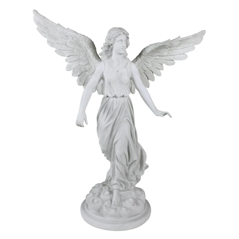 Design Toscano KY1174 Angel of Patience Statue, Large, 95.5 cm, Polyresin, Antique Stone, Off White