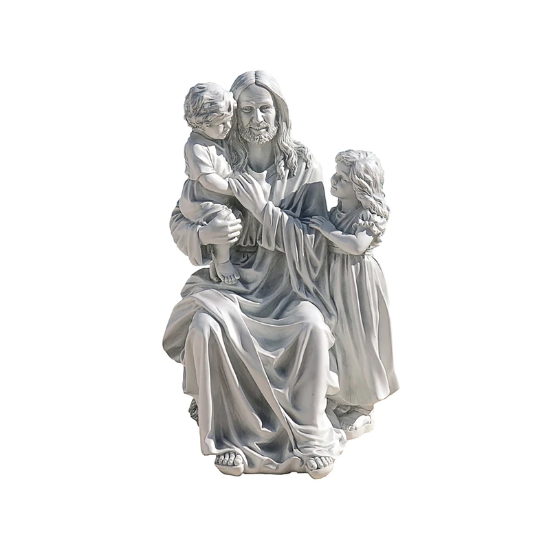 Design Toscano Jesus Loves The Little Children Garden Sculpture, 40.5x40.5x71 cm, Off White