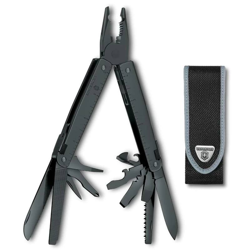 Victorinox Swiss Tool Spirit BS Swiss Army Knife, Large, Multi Tool, 29 Functions, Locking Blade, Case, Black