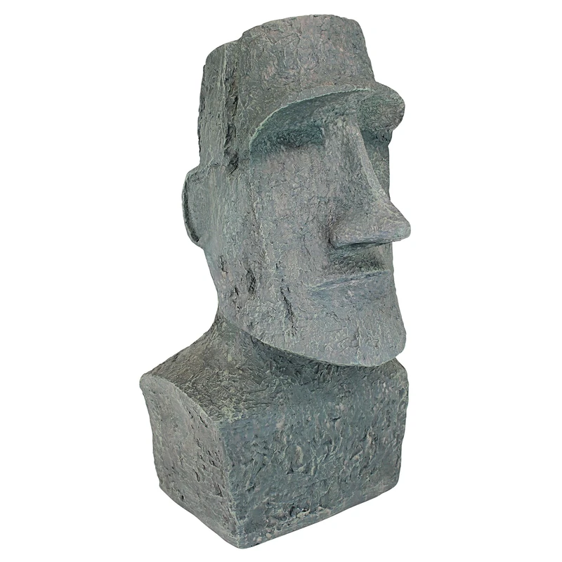 Design Toscano Easter Island Ahu Akivi Moai Monolith Garden Statue, Large 61 cm, Polyresin, Grey Stone