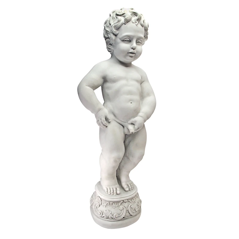 Design Toscano NG335051 Manneken PIS Peeing Boy Piped Pond Spitter Statue Water Feature, 10 Inches Wide, 6 Inches Deep, 27 Inches High, Antique Stone Finish