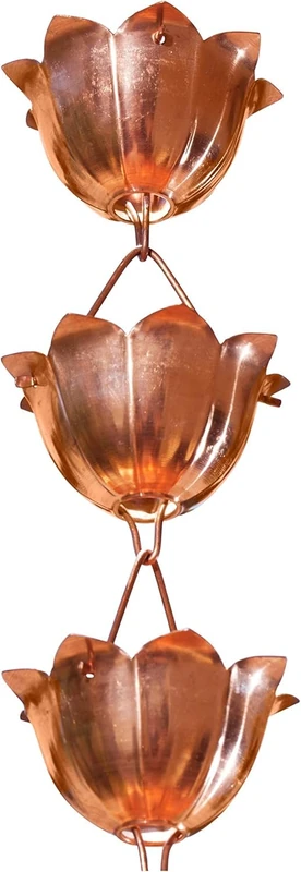 Monarch Pure Copper Lotus Rain Chain, 8-1/2-Feet Length
