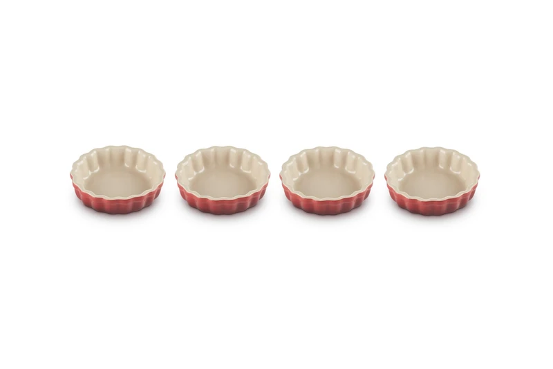 Le Creuset Stoneware Set of 4 Tartlet Dishes, 0.2 L, Cerise, 91017411060000