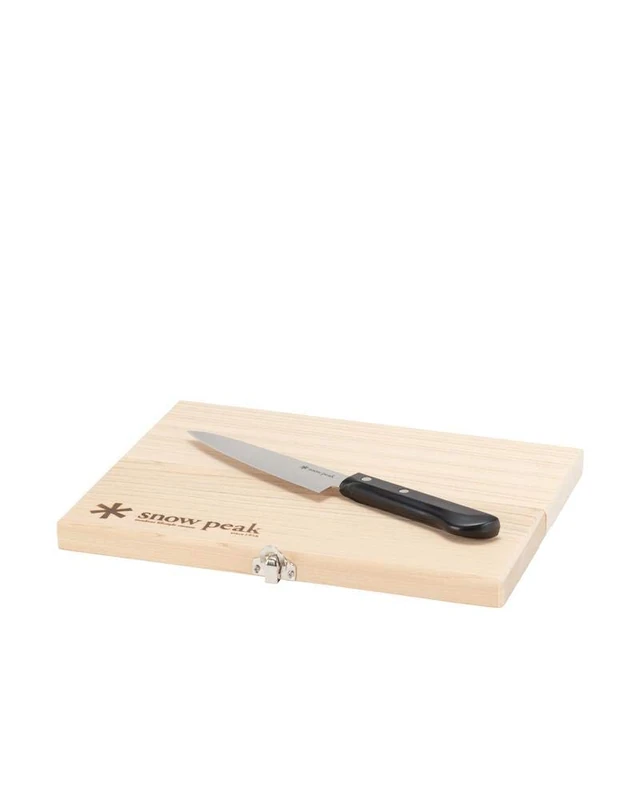 Snow Peak Packable Cutting Board & Knife Set, for Camping, Backpacking, Picnics, Caravans,Brown / Silver / Black - Image 1
