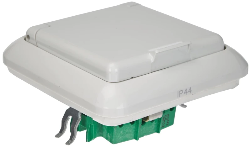 Schneider Electric Elso 225044 Socket Hinged Lid 16 A Complete Fashion, IP44, Earthing Contact Socket, Plug-In Terminal, Pure White, Made in Germany