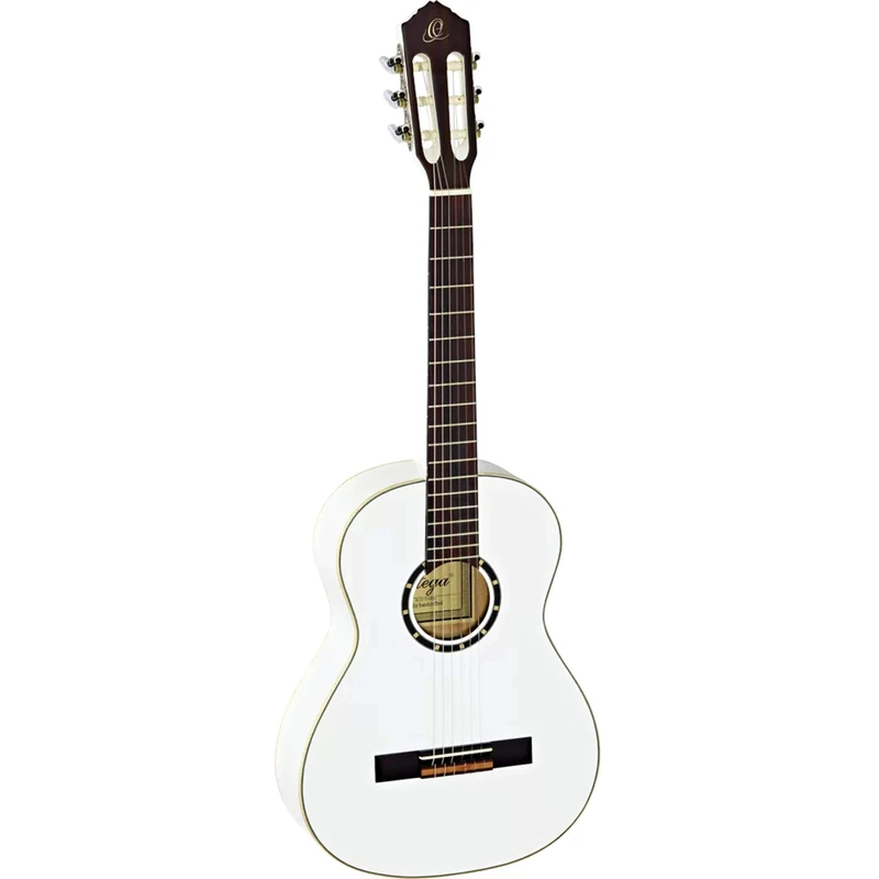 Ortega Guitars 3/4 Classical Guitar – Family Series – Including Gig Bag – Spruce, Mahogany, White (R121-3/4WH)