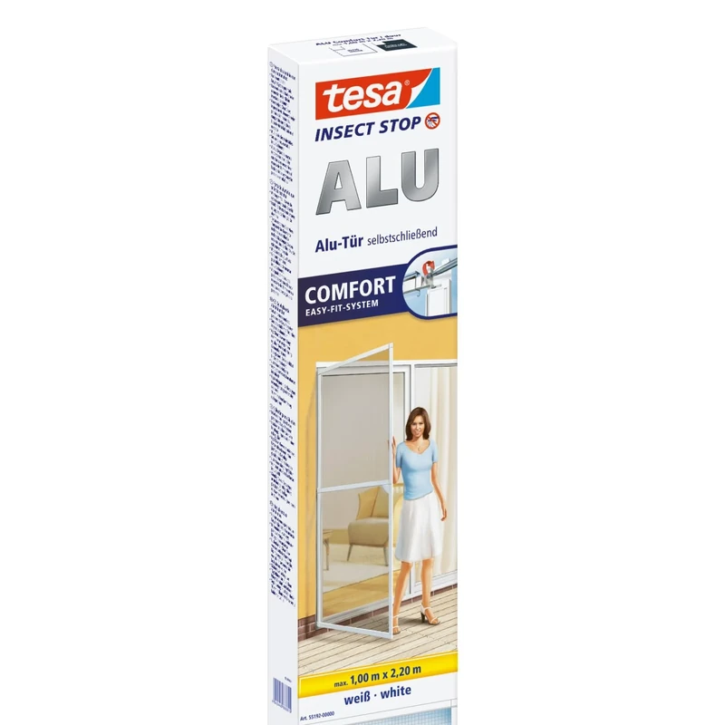 tesa UK Mosquito, Fly And Insect Screen Doors 1 M X 2.2 M (max) White, Clear, (55192-00002-00)