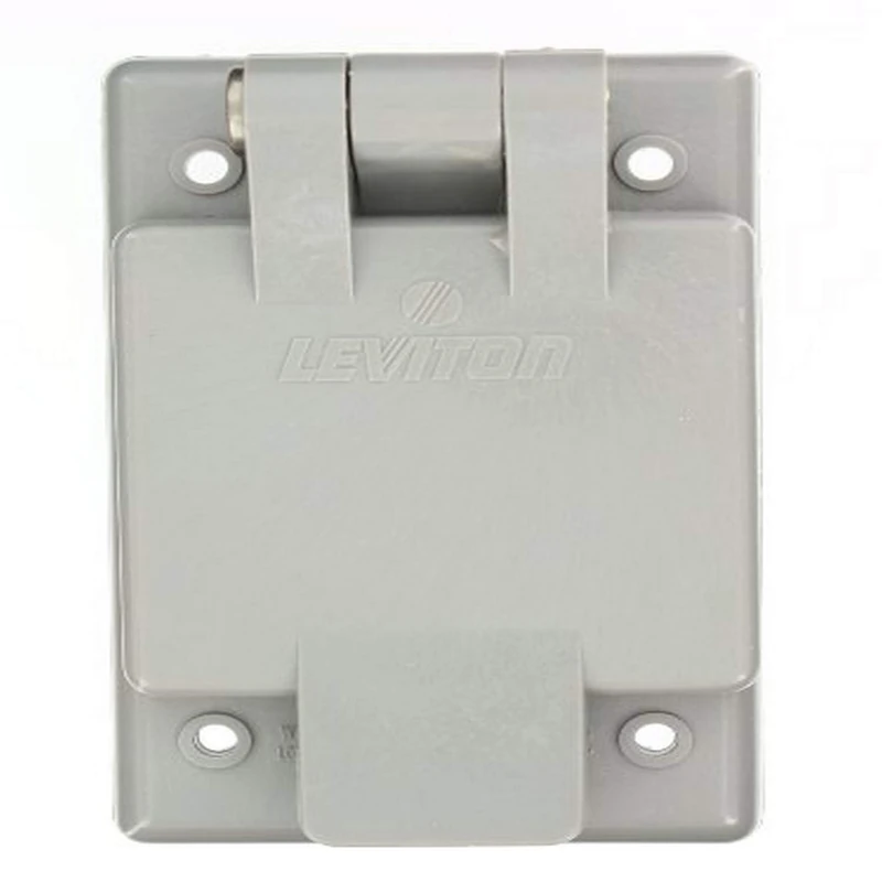Leviton 15378-CWP 20 Amp, 125-Volt, Power Inlet Receptacle, Straight Blade, Industrial Grade, Grounding, Gray