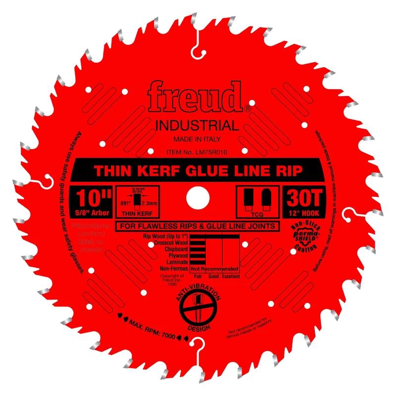 Freud 10" x 30T Industrial Thin Kerf Glue Line Ripping Blade (LM75R010)