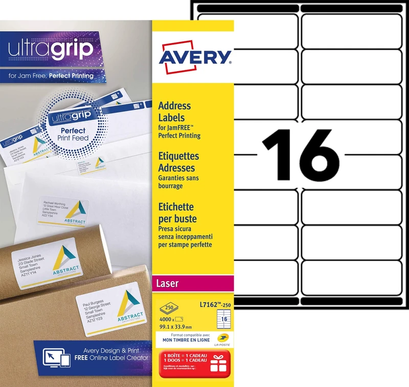 Avery L7162-250 - QuickPEEL Address Label 99x34mm L7162-250 (4000Labels)