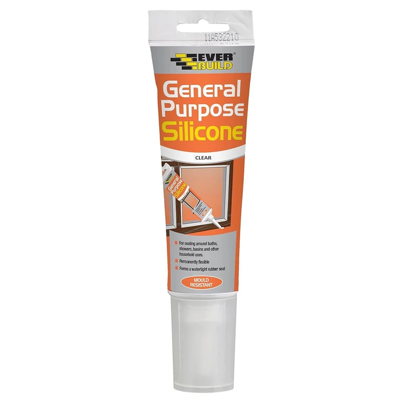 Everbuild General Purpose Silicone Sealant – Waterproof – Suitable for Interior and Exterior Use – Clear – 80ml
