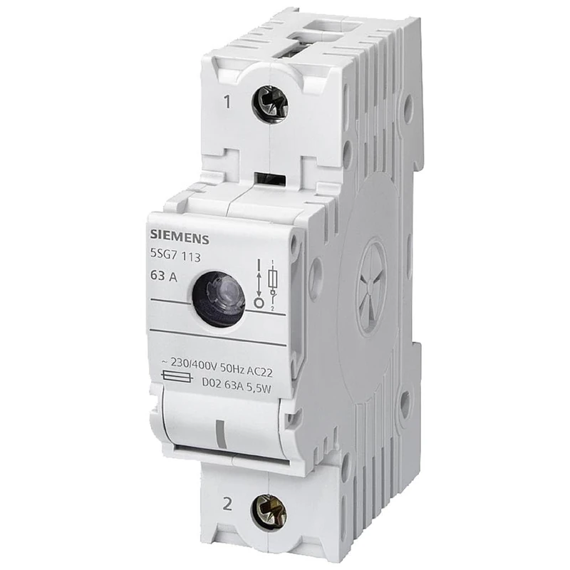 Siemens 5SG7113 MINIZED, switch disconnector with fuse, D02, 1-pole, In: 63 A, Un AC: 230 V, White