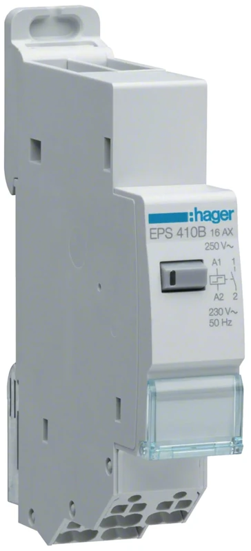 Hager EPS410B Electronic Switch, 1S 230V, Push Button Actuator, ON-OFF Operation - Image 1