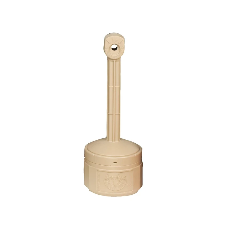 Justrite 26806B Personal Smokers Cease Fire Polyethylene Cigarette Butt Receptacle, 1 Gallon Capacity, 11" OD x 30" Height, Adobe Beige